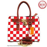 michael kors hamilton checkerboard medium rood bakken Handtas Model 5c8lb126